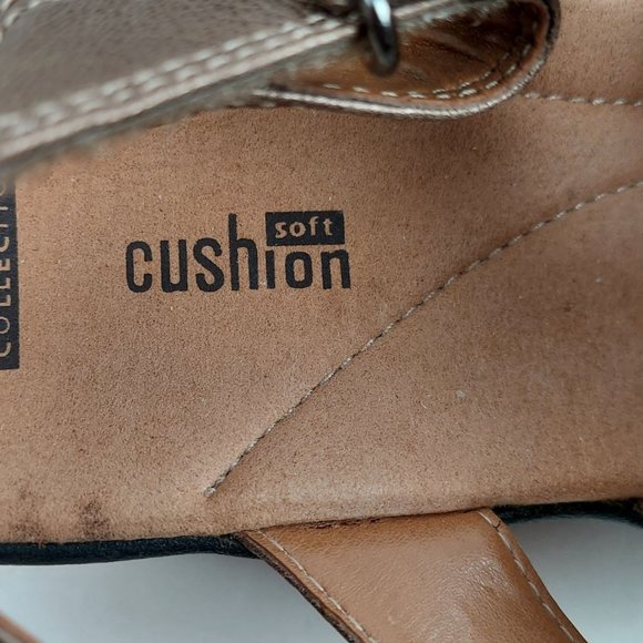 Clarks Collection Soft Cushion Brown Platform Heel Gladiator Womens 8.5 M - Picture 7 of 9